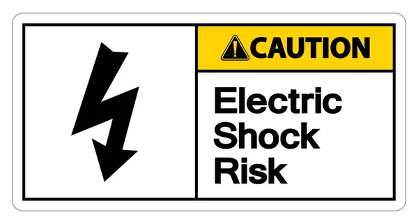 注意電気ショックリスクのシンボルは白の背景にサイン — ストックベクタ