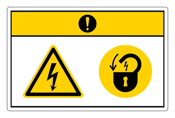 Caution Hazardous Voltage Lock Out Electrical Power Symbol Sign White — Stockový vektor