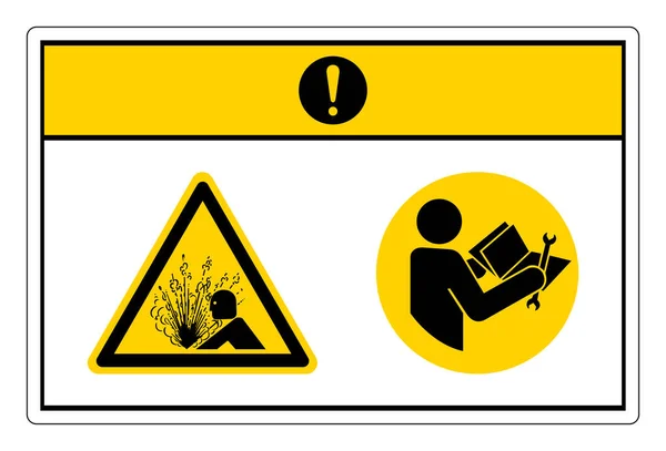 Precaución Dispositivo Presurizado Lea Manual Técnico Antes Dar Servicio Signo — Vector de stock