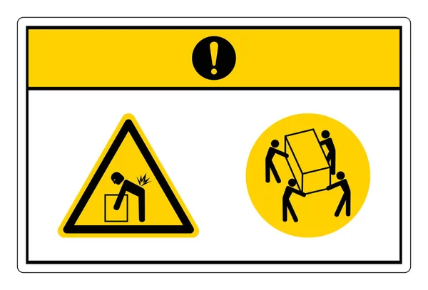 Caution Lift Hazard Use Four Person Lift Symbol Sign White —  Vetores de Stock