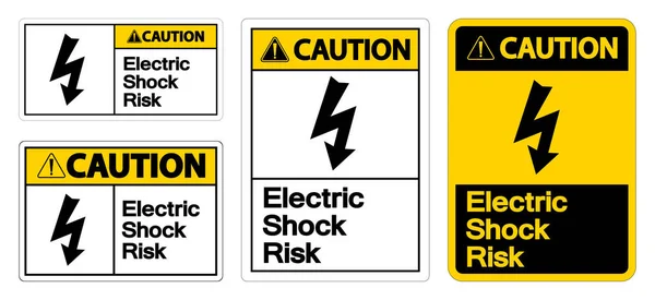 Caution Electric Shock Risk Symbol Sign White Background — Stock Vector