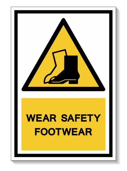 Symbol Wear Safety Footwear Sign Isolate White Background Vector Illustration — стоковый вектор