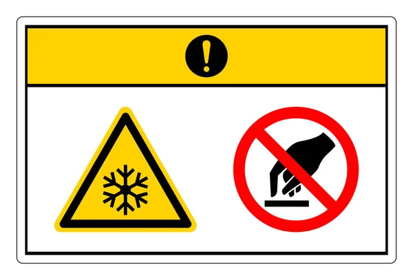 Precaución Superficie Extremadamente Fría Toque Signo Símbolo Fondo Blanco — Archivo Imágenes Vectoriales