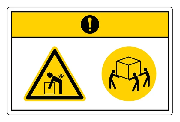 Precaución Levante Peligro Utilice Señal Símbolo Elevación Tres Personas Fondo — Vector de stock