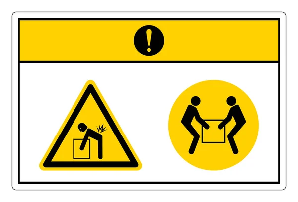 Avertissement Soulevez Signe Symbole Ascenseur Deux Personnes Sur Fond Blanc — Image vectorielle