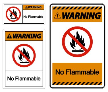 Warning No Flammable Symbol Sign On White Background clipart