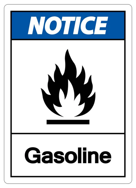 Aviso Sinal Símbolo Gasolina Fundo Branco — Vetor de Stock