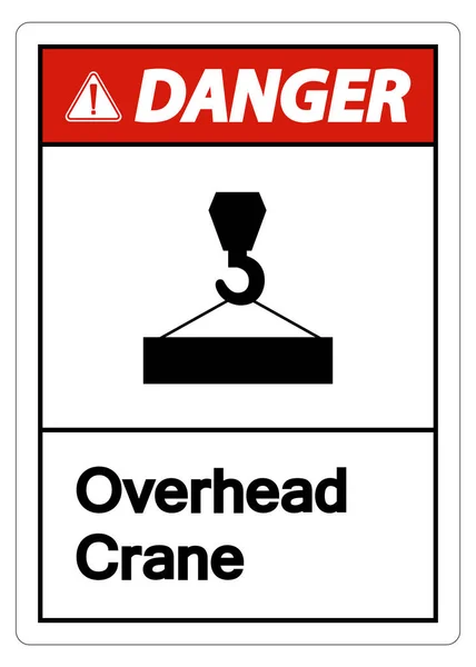 Veszély Felső Crane Szimbólum Jel Fehér Háttér — Stock Vector