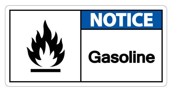 Aviso Sinal Símbolo Gasolina Fundo Branco — Vetor de Stock