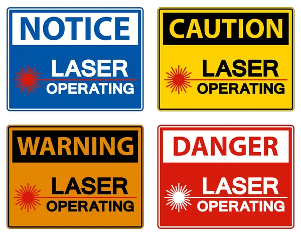 Warning Safety Sign Laser Operating White Background — Stock Vector
