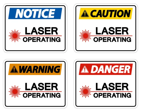 Warning Safety Sign Laser Operating White Background — Stock Vector