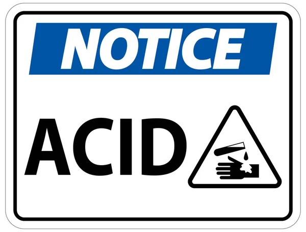 Märkning Acid Notice Sign White Bakgrund — Stock vektor