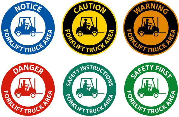Aviso Área Caminhão Empilhadeira Hazard Warning Label — Vetor de Stock