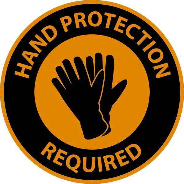 Waarschuwing Handbescherming Vereist Meld Aan Witte Achtergrond — Stockvector