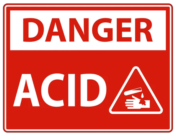 Étiquette Danger Acide Signe Sur Fond Blanc — Image vectorielle