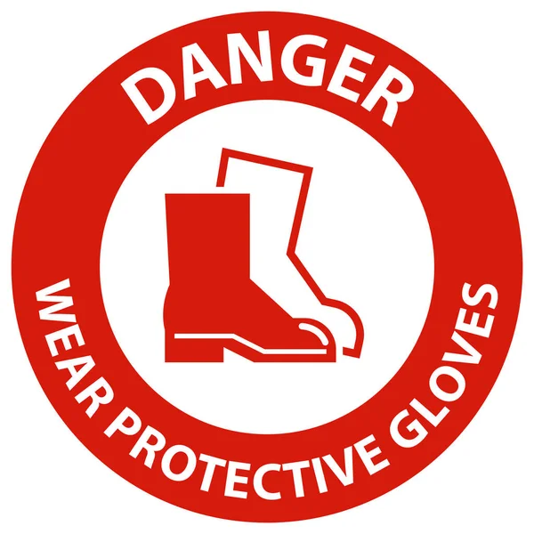 Danger Wear Protective Footwear Sign White Achtergrond — Stockvector