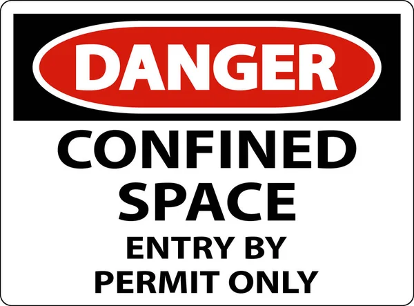 Danger Confined Space Entry Permit Only Sign — Stock Vector