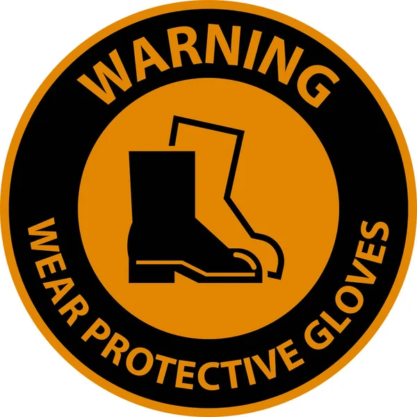 Warning Wear Protective Footwear Sign White Achtergrond — Stockvector