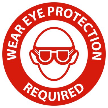 Tehlike, beyaz arka plana göz koruması takın