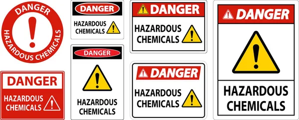 Perigo Perigoso Produtos Químicos Assinar Fundo Branco —  Vetores de Stock