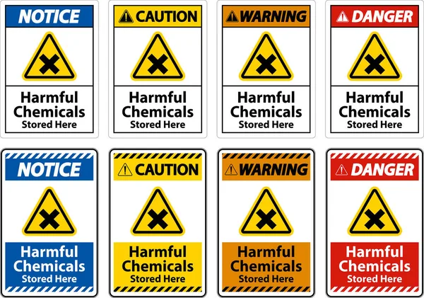 Hier Gelagerte Schädliche Chemikalien Auf Weißem Hintergrund — Stockvektor