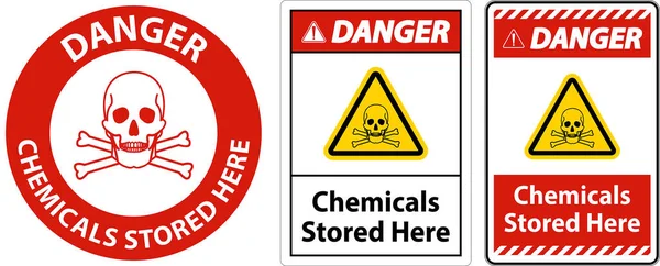 Niebezpieczne Chemikalia Przechowywane Tutaj Zarejestruj Się Białym Tle — Wektor stockowy