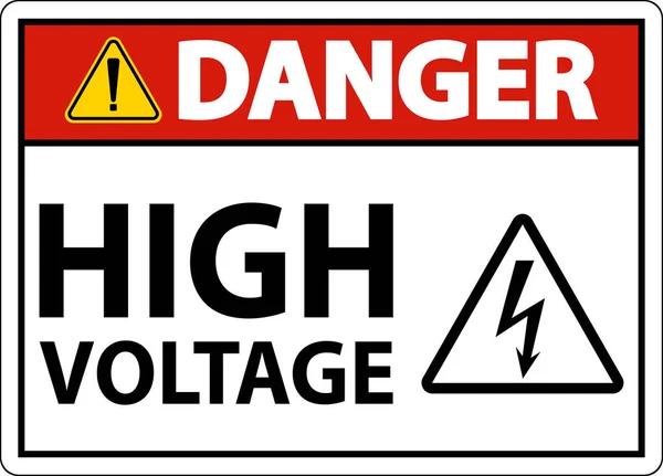 Danger Haute Tension Signe Sur Fond Blanc — Image vectorielle