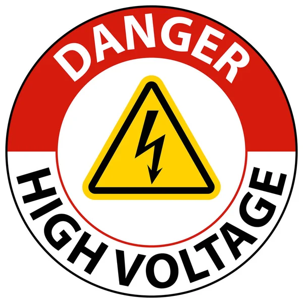 危険高電圧フロア白い背景にサインイン — ストックベクタ