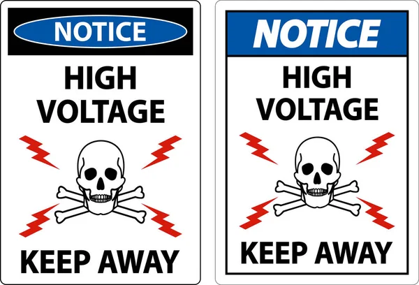 Avis Haute Tension Garder Écart Connexion Blanc Arrière Plan — Image vectorielle