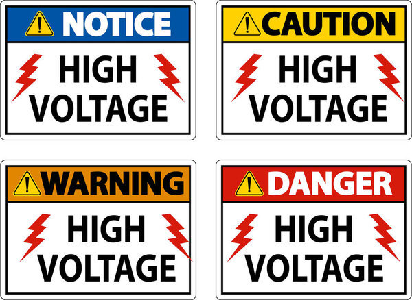 Danger High Voltage Sign On White Background