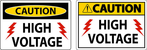 Caution High Voltage Sign On White Background