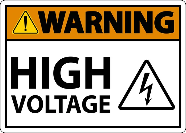 Warning High Voltage Sign White Background — Stock Vector