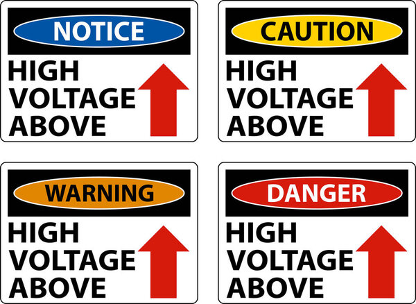 Danger High Voltage Above Sign On White Background