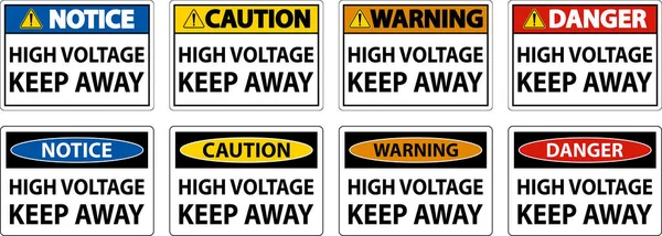 Gefahr Hochspannung Keep Away Zeichen Auf Weißem Hintergrund — Stockvektor