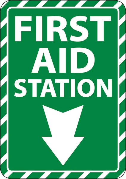 First Aid Station Sign White Background — Stock Vector