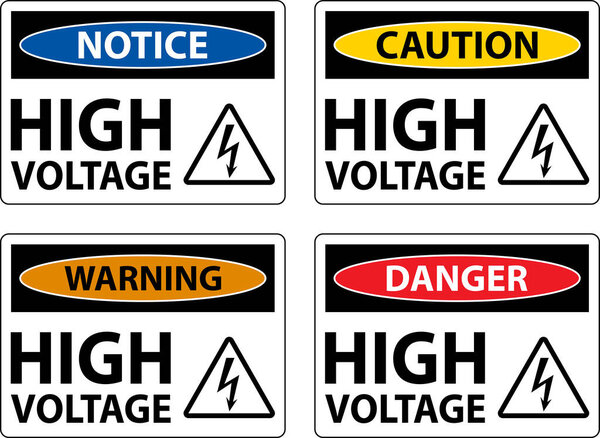 Danger High Voltage Sign On White Background