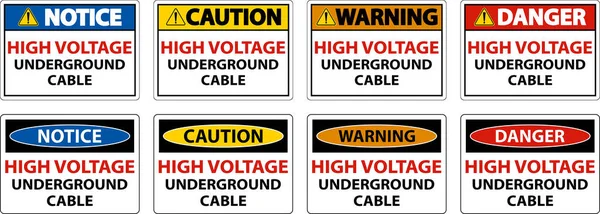 Beyaz Arkaplanda Yüksek Voltaj Kablo Yeraltı Şareti — Stok Vektör