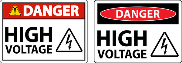 Danger High Voltage Sign On White Background