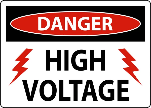 白い背景に危険高電圧サイン — ストックベクタ