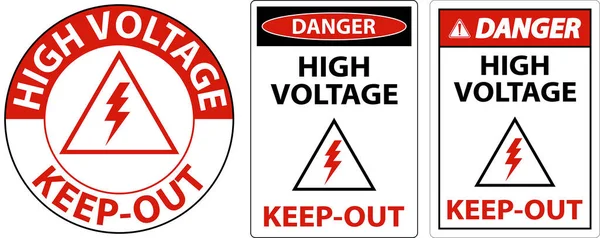 Tehlike Yüksek Voltajı Beyaz Arkaplanda Uzak Kal Tabelası — Stok Vektör