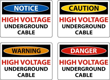 High Voltage Cable Underground Sign On White Background clipart