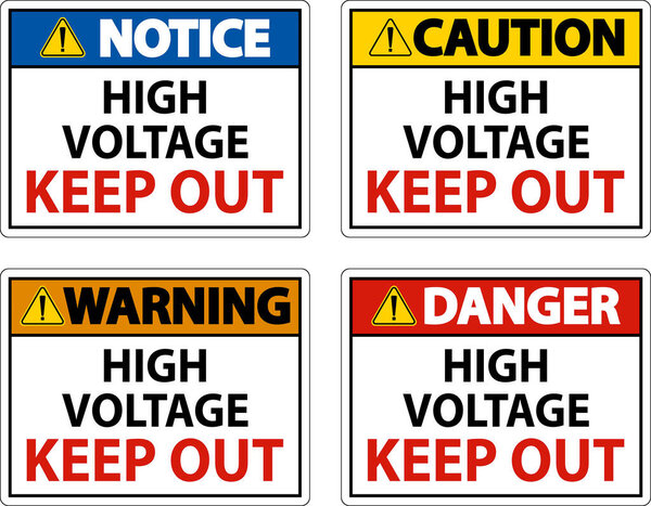 Danger High Voltage Keep Out Sign On White Background