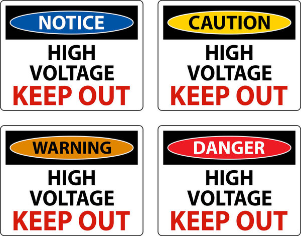 Danger High Voltage Keep Out Sign On White Background