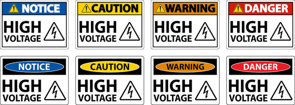 Danger High Voltage Sign On White Background