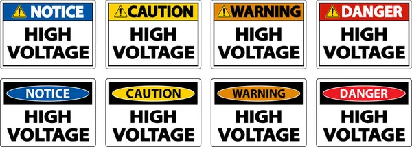 白い背景に危険高電圧サイン — ストックベクタ