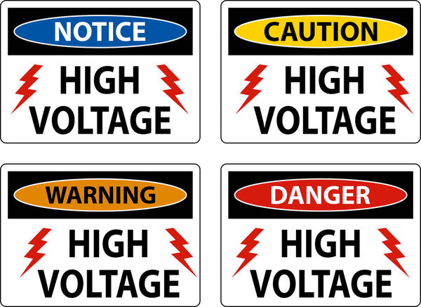 Danger High Voltage Sign On White Background