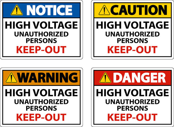Danger High Voltage Keep Out Sign On White Background
