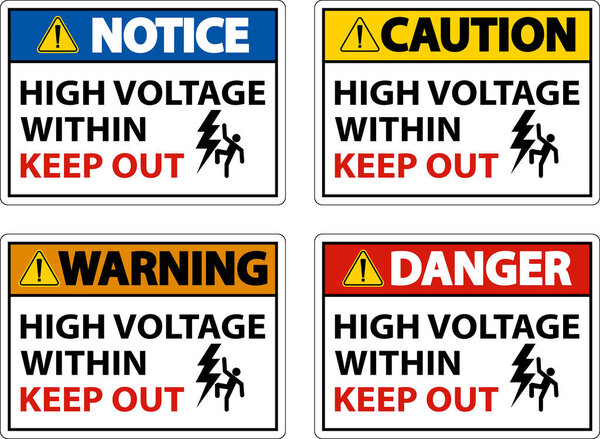 Danger High Voltage Within Keep Out Sign On White Background
