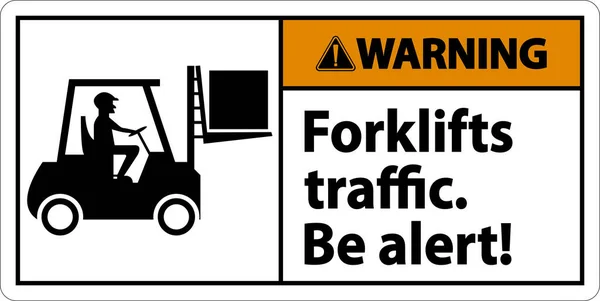 Varning Gaffeltruck Trafik Varning Tecken Vit Bakgrund — Stock vektor