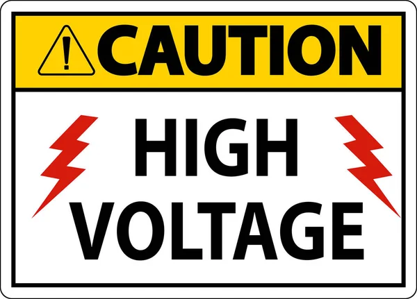 Caution High Voltage Sign White Background — Stock Vector